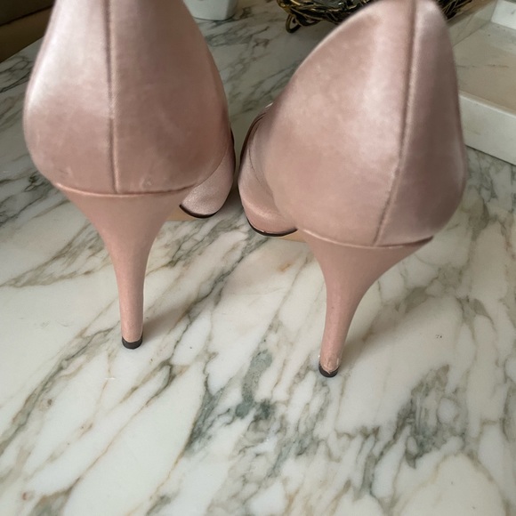 Jacqueline Ferrar Blush Pink Dusty Rose Satin Fabric Heels Formal Peep Shoes 7 - Picture 2 of 6